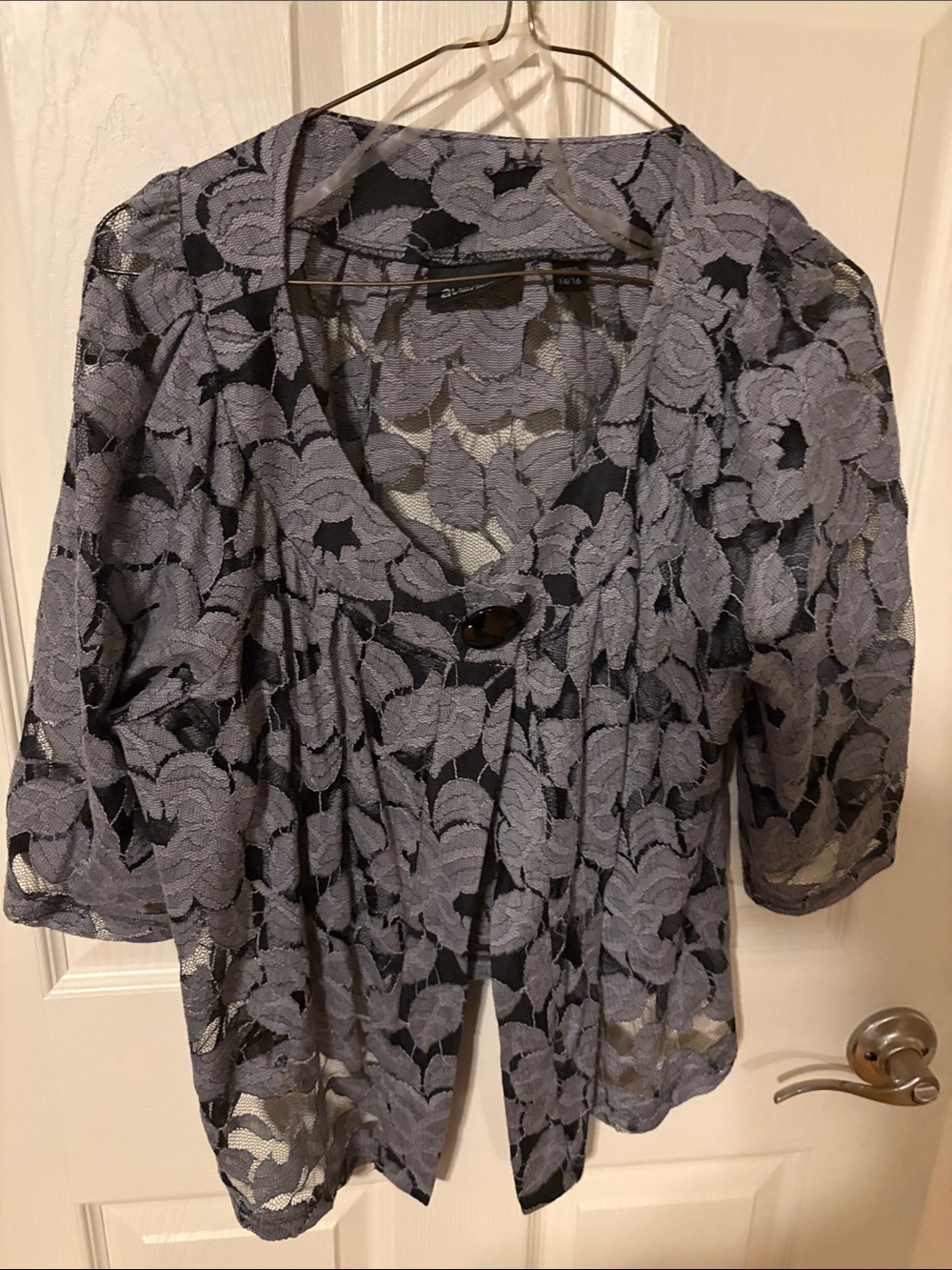 Avenue Lavender Lace Overlay Top with Black Underlay